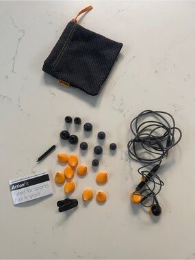 Phillips ActionFit Black &  Yellow Sports Earbuds with Accessories